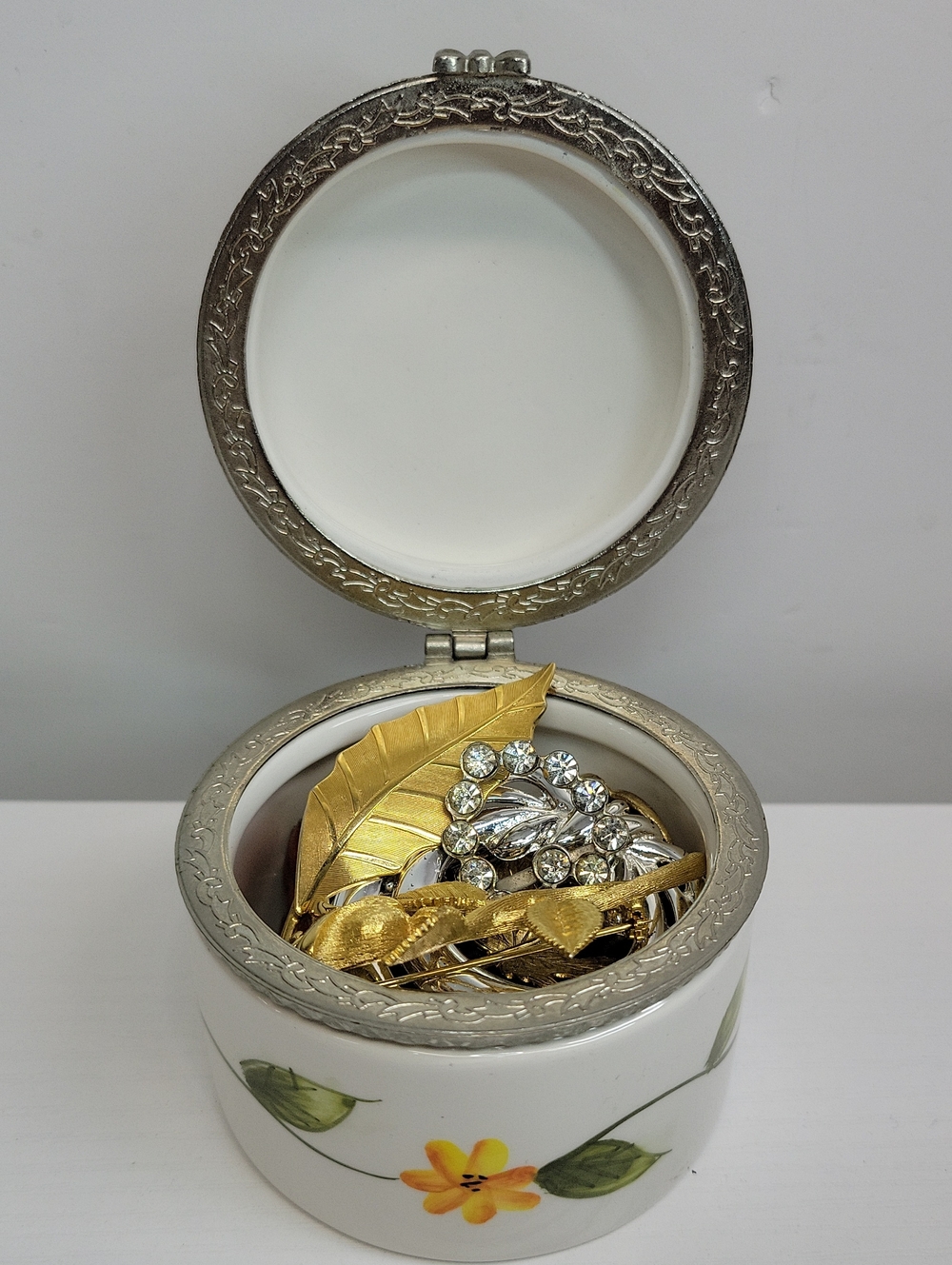 Jewelry Trinket Box with Brooches